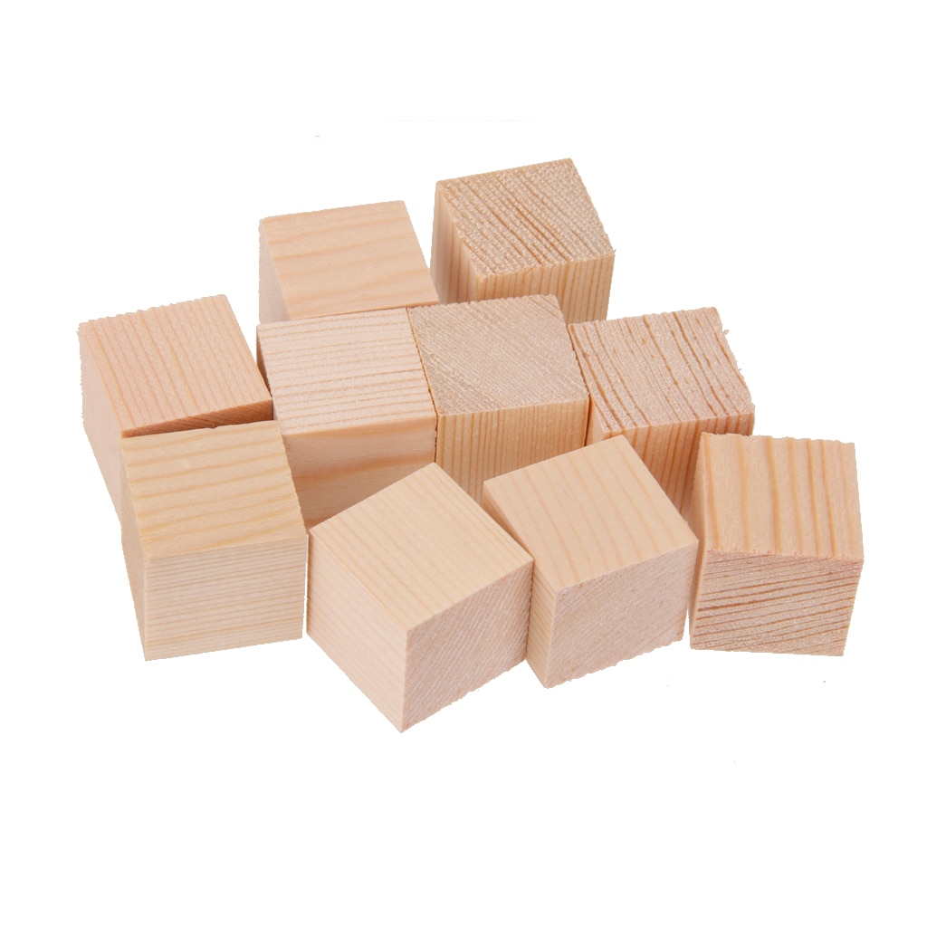 10 Stuks Natuurlijke Houten Vierkante Blokjes Hout Blok Versiering Voor Ambachtelijke 25x25mm