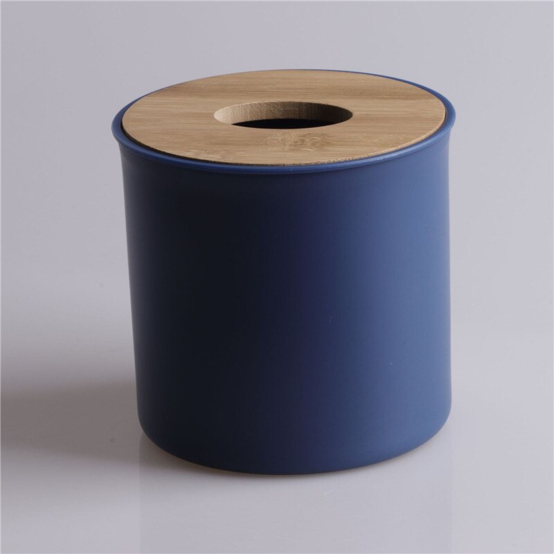 Round tissue holder Plastic Paper Rack Bamboo Roll Paper Napkin Tray Office Table Accessories Papers Holder tissue holder napki: Blue