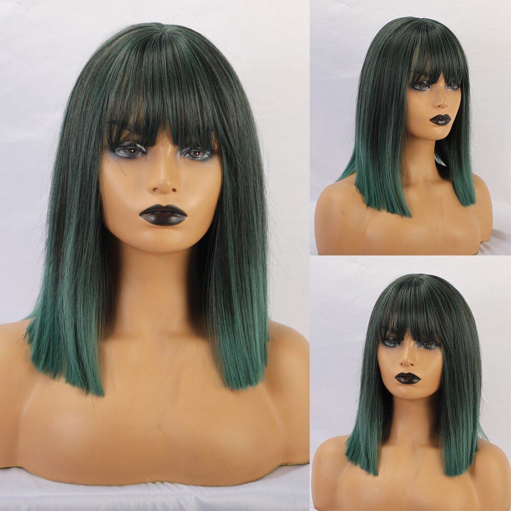 Element Kurze Gerade Synthetische Braun Nette Bob Perücken mit Pony Hitze Beständig Perücken für Weiß/Schwarz Frauen Party oder täglichen Verschleiß: ss152-1