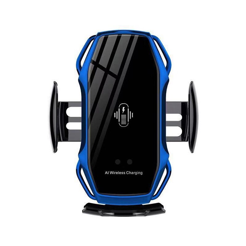 Cargador inalámbrico de 15W con Sensor inteligente para coche, soporte Universal de teléfono de carga rápida para iPhone X 11 12 Pro, carga inalámbrica: Blue