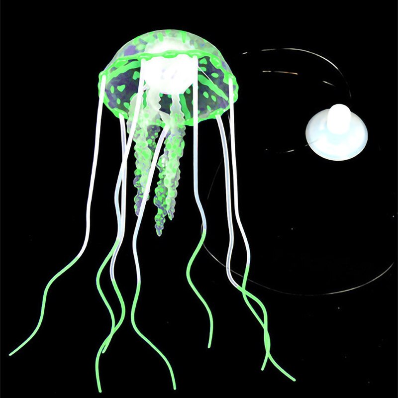 Cute Glowing Jellyfish Ornament for Aquarium Fish Tank Soft Silicone Jellyfish Aquarium Decoration Underwater Pet Decor: Green