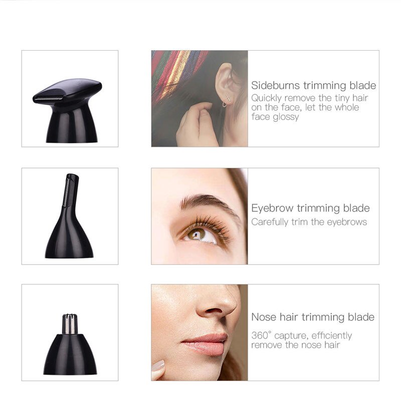4 in1 elektrisk wonme hårfjerning dame shaver øre næse øjenbryn trimmer usb genopladelig barbering til bikini ansigt læbe arm ben krop