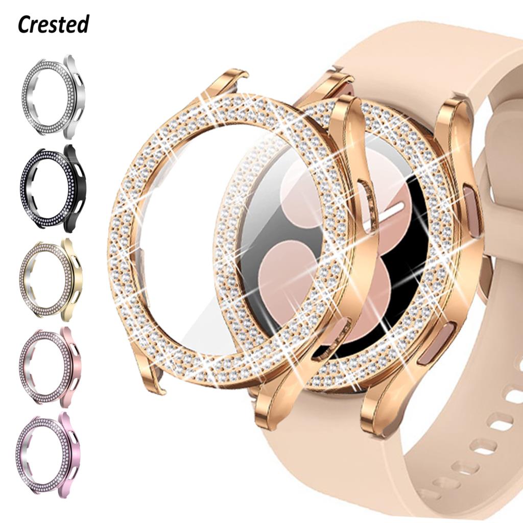 Cover for samsung Galaxy watch 4 Case Accessories Anti-fall Bling Double Diamond PC bumper protector Galaxy watch 4 44mm 40mm