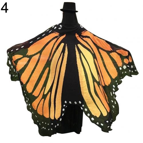 Butterfly Wing Polyester Beach Towel Cape Scarf Women Christmas Halloween Summer Printed Towel Lady Clothes: Orange