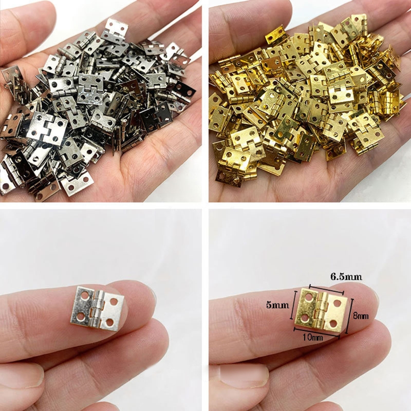 100 Pieces Mini Copper Hinge Jewelry Box Folding Hinges Light Duty Butt Hinge Small Furniture Hardware with Screws