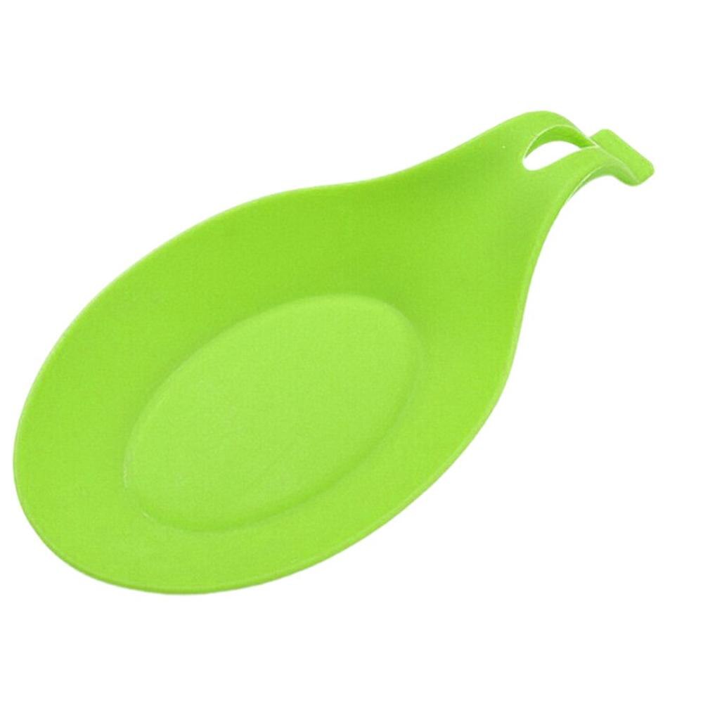1pcs Food Grade Silicone Spoon Rest Heat Resistant Placemat Glass Coaster Silicone Spoon Holder Kitchen Tools Accessories 5z: green