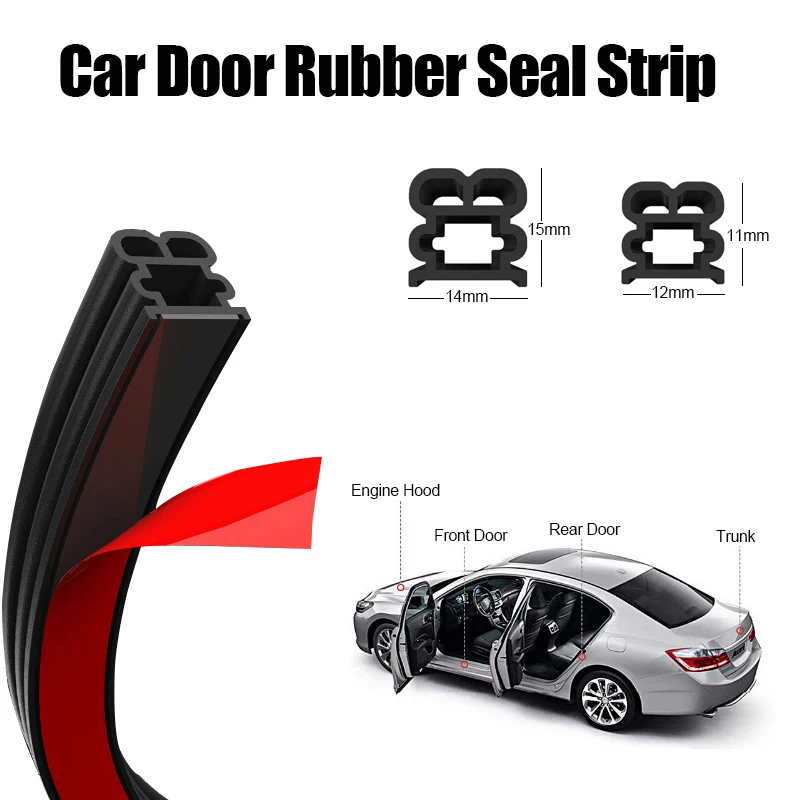 Tira de vedação de borracha para porta de carro, camada dupla, proteção para porta/capô/malas, à prova de som, à prova d'água
