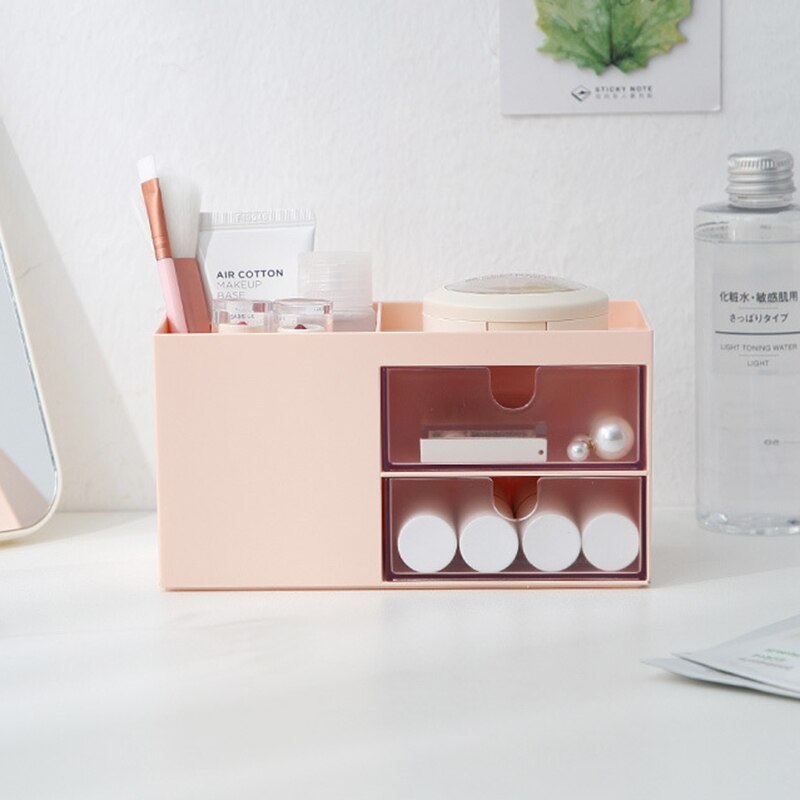 Desktop Double Drawer Storage Box Jewelry Storage Box Makeup Plastic Compartment Finishing Box Simple Drawer Organizer