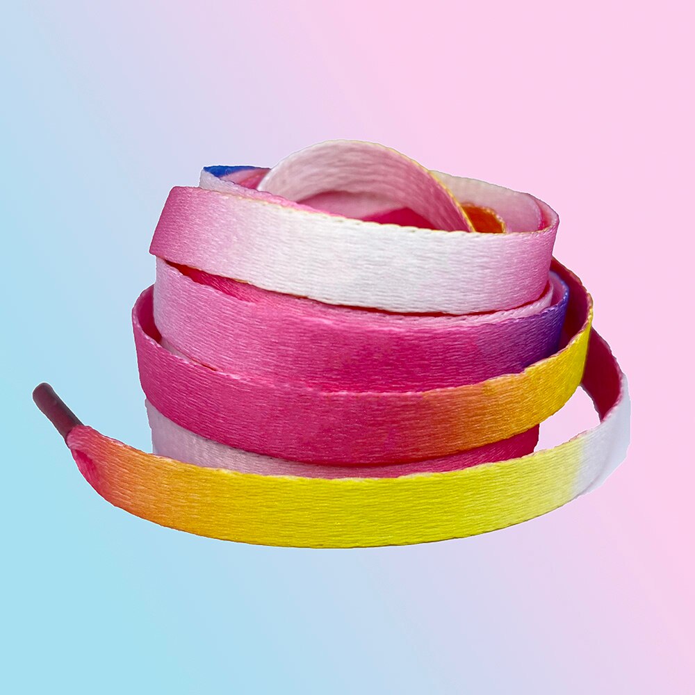Bunte Schnürsenkel 120CM Breite Spitze Regenbogen Gradienten Druck Flache Leinwand Schuh Spitze Schuhe lässig Chromatische Farbe Schnürsenkel Für Turnschuhe: dünn Rosa