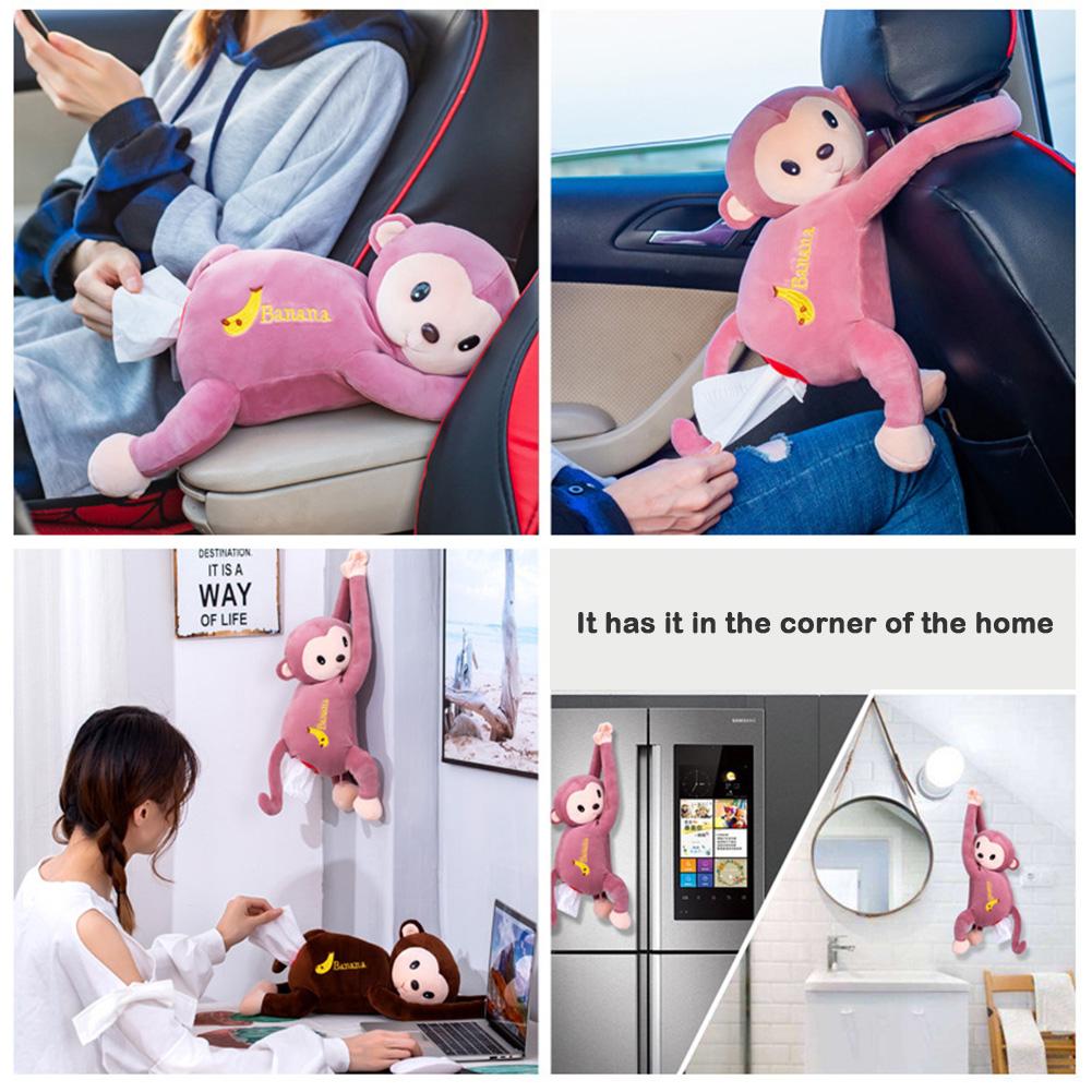 Plush Hanging Monkey Tissue Box Doll Toy Car Paper Towel Pumping Set Tray Ornamental and Practical Integration Nice