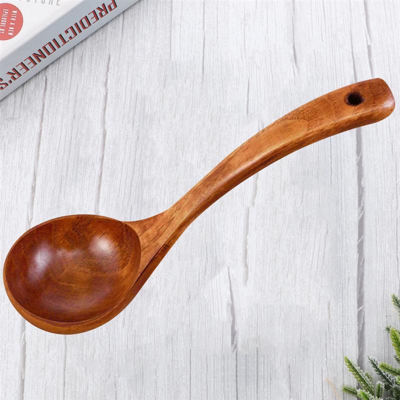 1 cazo cuchara sopera de madera estilo chino con mango largo azúcar arroz sal cuchara para condimento utensilios de cocina