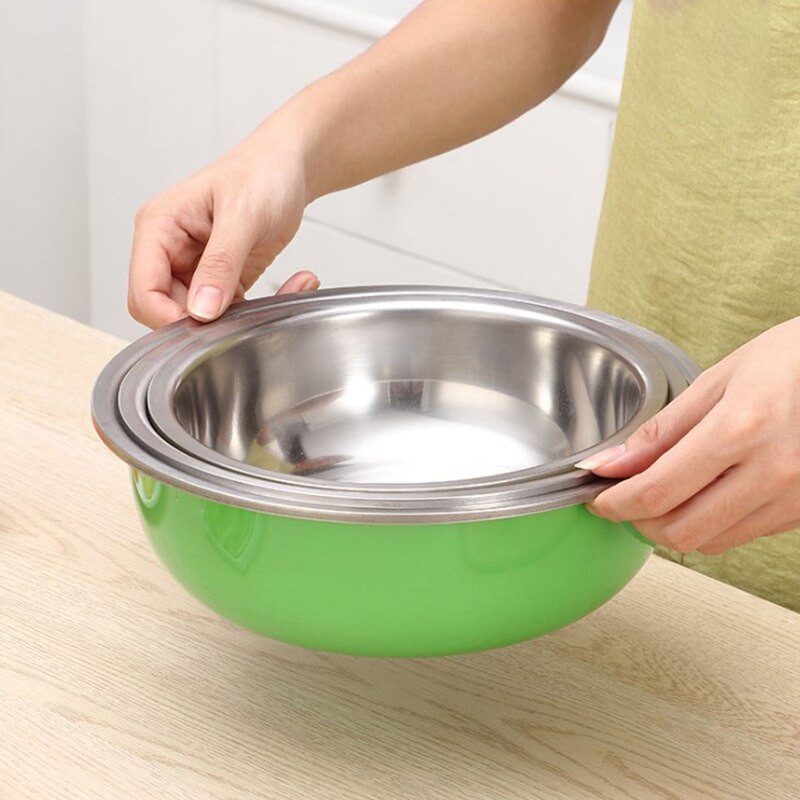 Drie Stuk Kleur Kom Ronde Rvs Wastafel Kleur Verf Proces Keuken Accessoires
