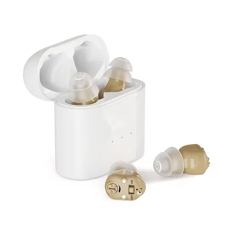 Neues Hörgerät für ältere Menschen mit unsichtbarer Geräusch unterdrückung, magnetische, wiederauf ladbare In-Ear-Kopfhörer mit Hör verstärker: Rosa