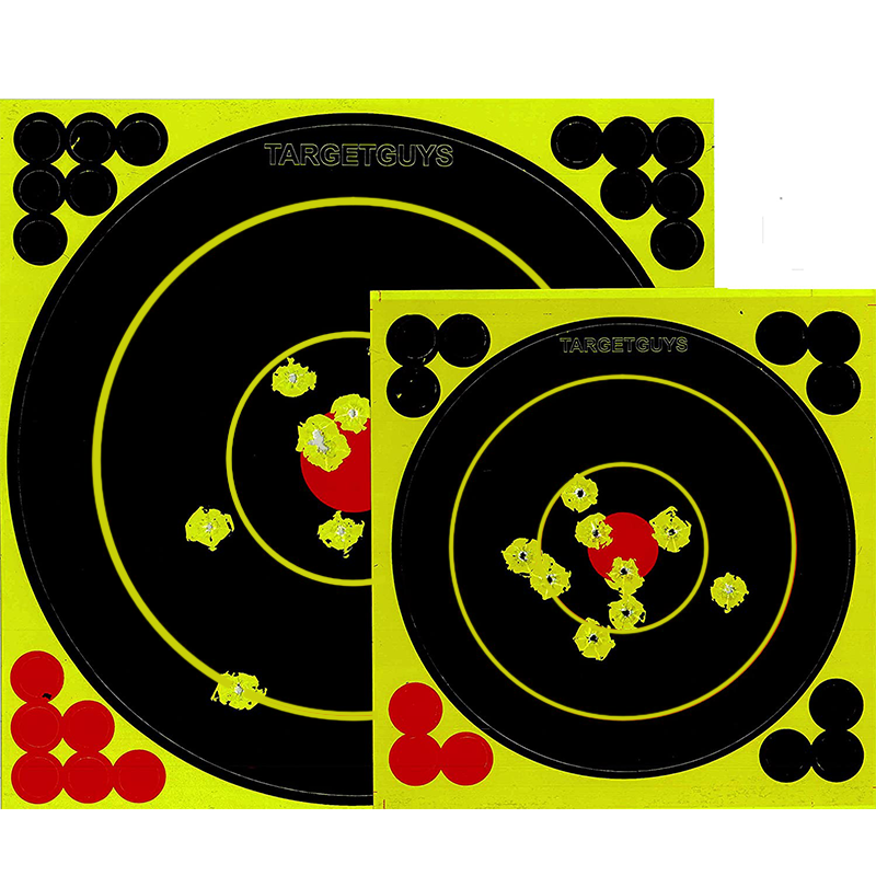 Splatter Targets -Range Pack - (25 Targets) 12x18 inch Silhouettes, Adhesive Splatter Targets 12x12 inch, 8x8 inch, 3x3 inch