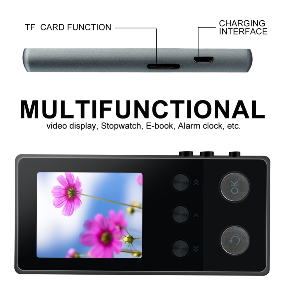 Luxury Metal MP4 Player Bluetooth Player Portable Slim MP3 MP4 Media 1.8 inch Touch Key FM Radio 8GB Music Player