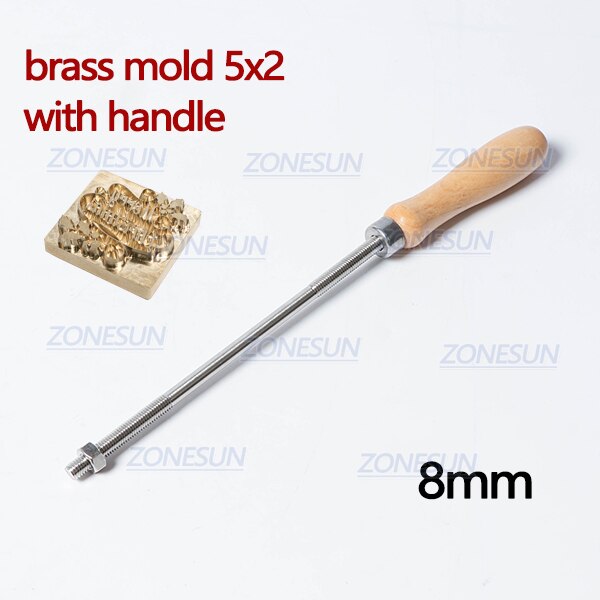 Zonesun 5/8/10mm houten handvat voor aangepaste metalen logo stempel voedsel taart koek brandmerk ijzer leer hout brandmal stempelgereedschap: 8 mm 5 x 2cm
