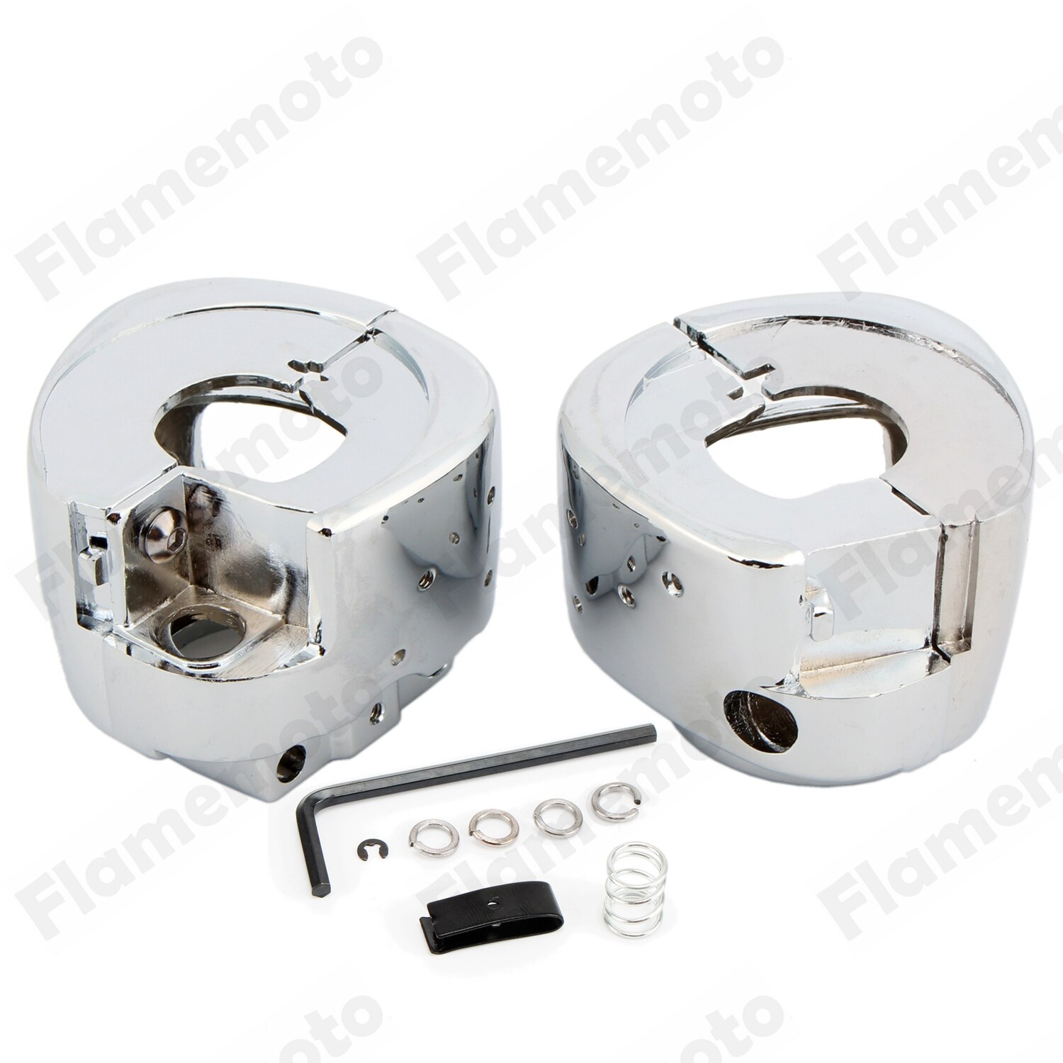 Motorcycle Parts Aluminum Chrome Switch Housing Cover Kit +10 Cap Motorbike For Harley Sportster XL 883 1200 Road King UNDEFINED