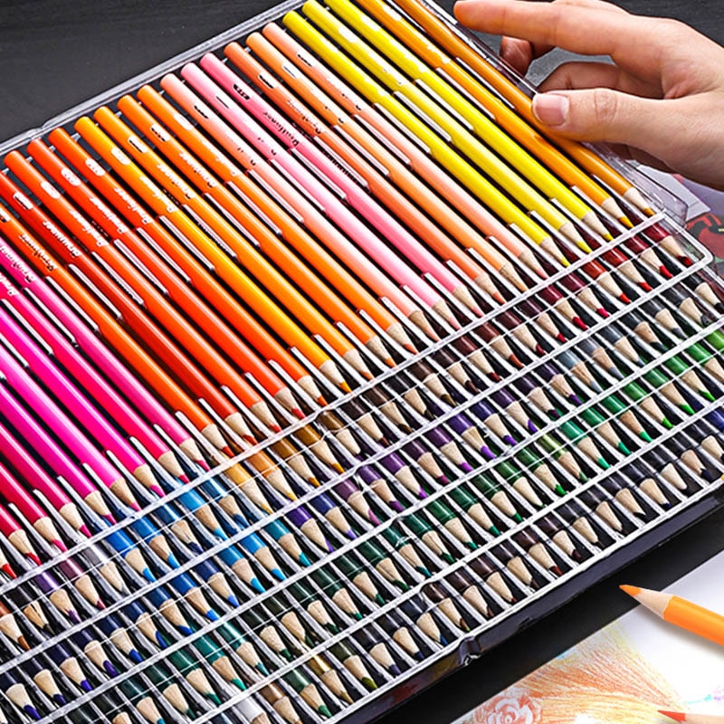 Kit de lápis de aquarela profissional para desenhos, lápis de cor 48/72/120/150/180, para pintura e desenho de crianças, material de arte