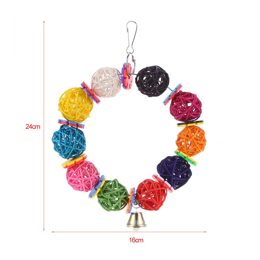 Parrot Toys Macaw Hanging Acrylic with Bells Bites Chew On Cages Cockatoo Stand Rack Swing Bird Toy Pet Product: D
