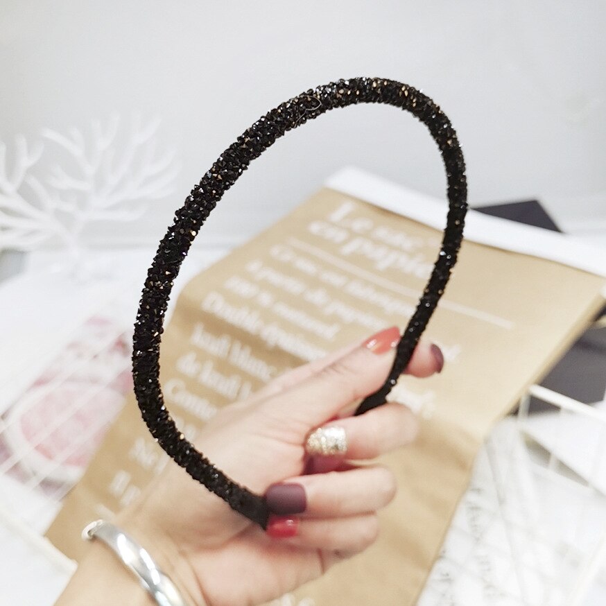 Korea krystal blødt pandebånd til kvinder rhinestone hårbånd perler bezel piger hår tilbehør enkel hovedbeklædning: F910 hei