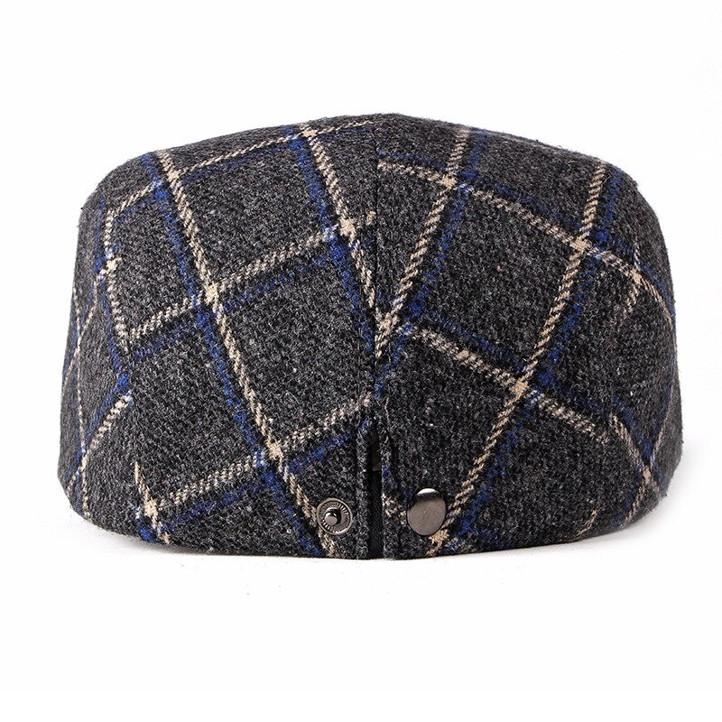 Gorro de boina estilo Retro para hombre y mujer, boina con visera de pintor, a cuadros, en espiga plana, Otoño e Invierno