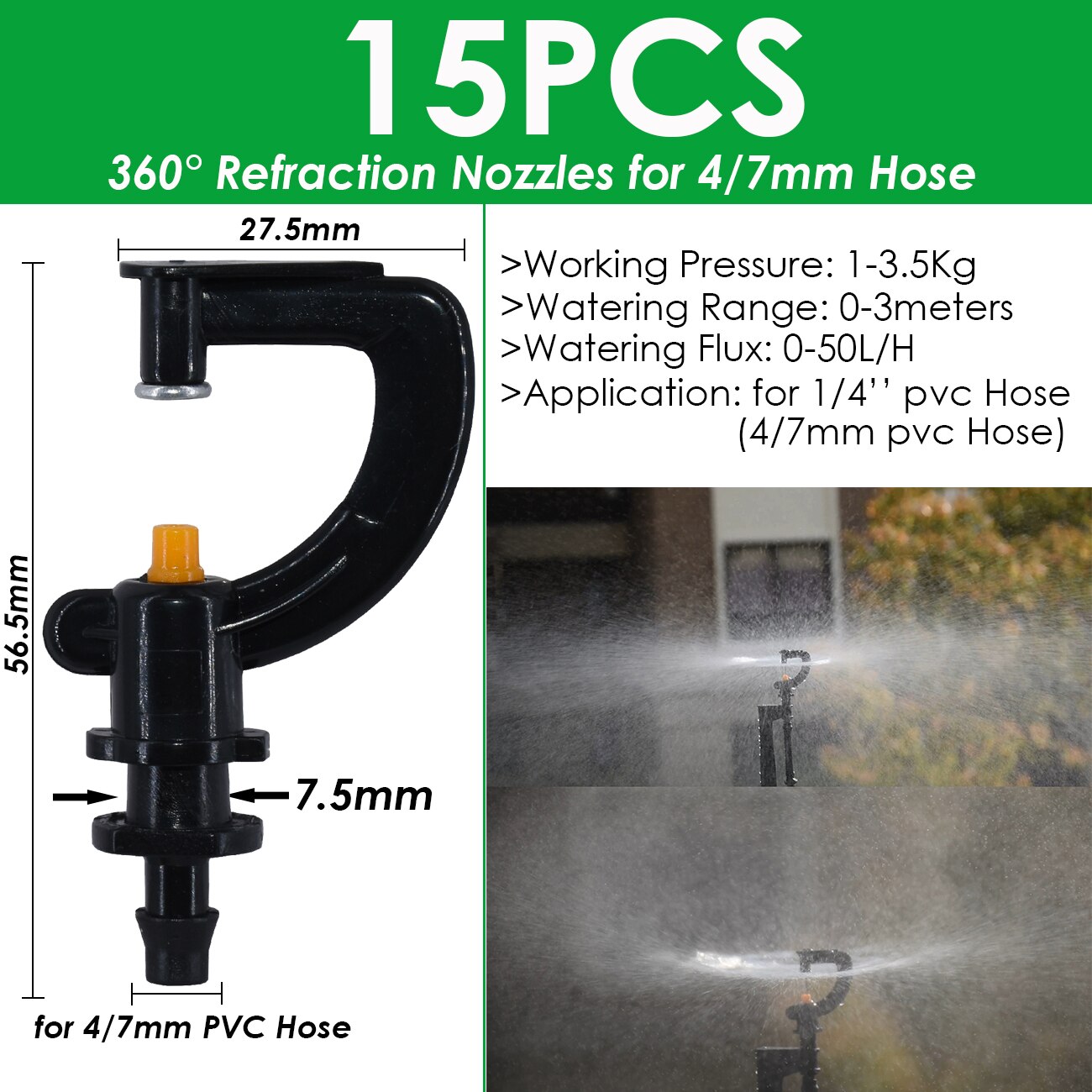 Sprycle 4/7Mm Tuin Verstelbare Irrigatie Staak Sprinkler Emitter Dripper Micro Spuiten Roterende Nozzle Watering Pijl Kas: Oranje