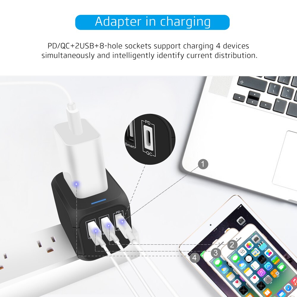 MAXAH Type-C PD Quick Charge Universal Travel Adapter Universal Travel Plug Power Adapter with Type-C PD Wall Charger Adaptor