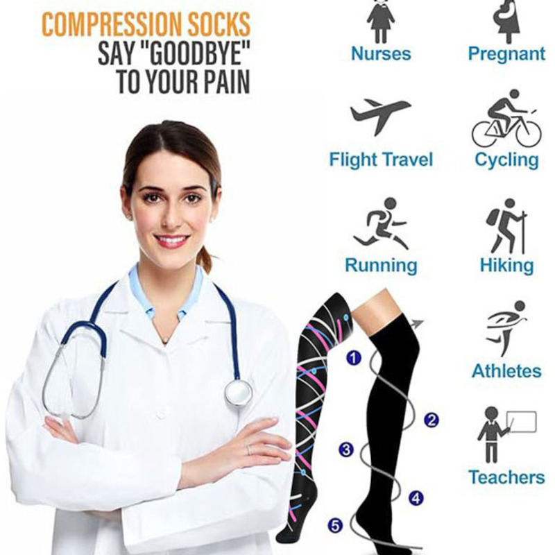 Brand Above The Knee Compression Stockings Men Women Thighs Socks Compress Elastic Sports Long Socks Running Gradient pressure