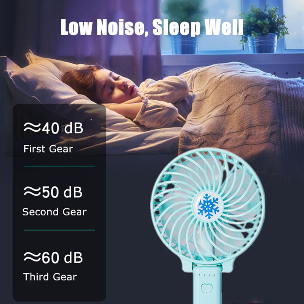 Mini ventilador de mano portátil plegable ventiladores eléctricos de refrigeración con luz LED 3 velocidades ventiladores de escritorio Personal para niños Bebé Hogar al aire libre