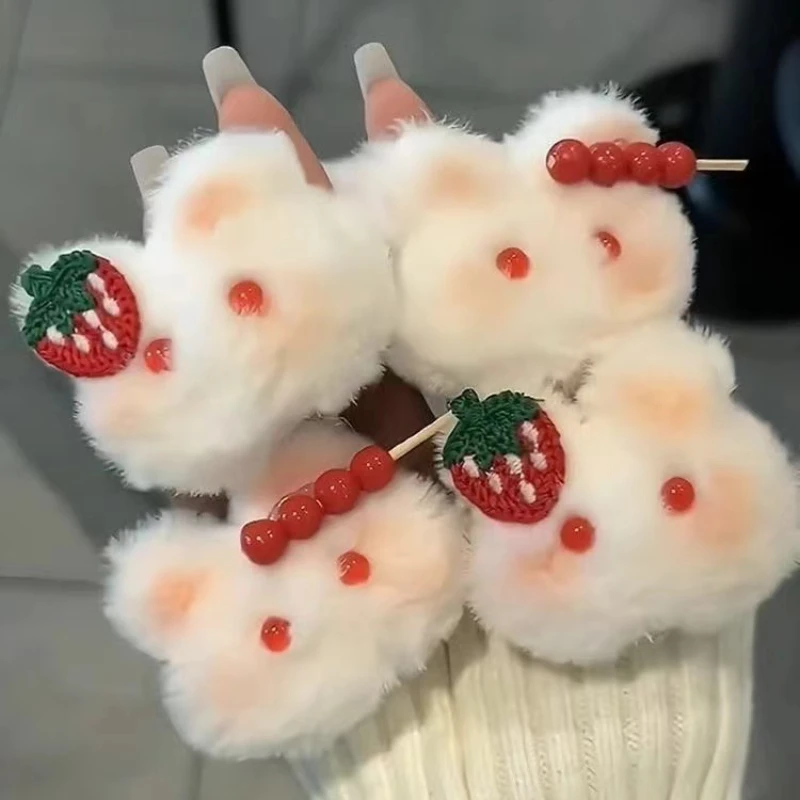 Hase Pelzigen Haar Schleife Haar Clip Weibliche Weiche Nette Rouge Kaninchen Haar Seil Schüler Pferdeschwanz Haarnadeln Mädchen Zubehör