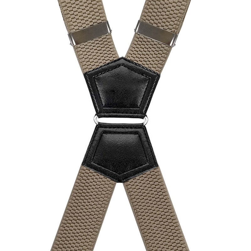 Bretelles robustes en forme de X avec anneau de fer, pantalon en Jean élastique réglable, ceinture de travail, à la pour hommes, 4 Clips