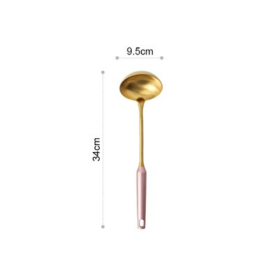 7Pcs Roze Goud Keuken Huishouden 304 Roestvrij Staal Keukengerei Set Koken Lepel Schop Keukengerei: gold soup spoon