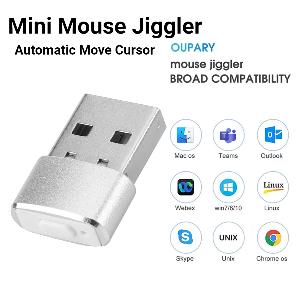 Undetectable Mouse Jiggler 5V 1A Movement Simulation Wired Wireless Mouse Compatible for Computer Awakening for Keeps PC Active: WHITE