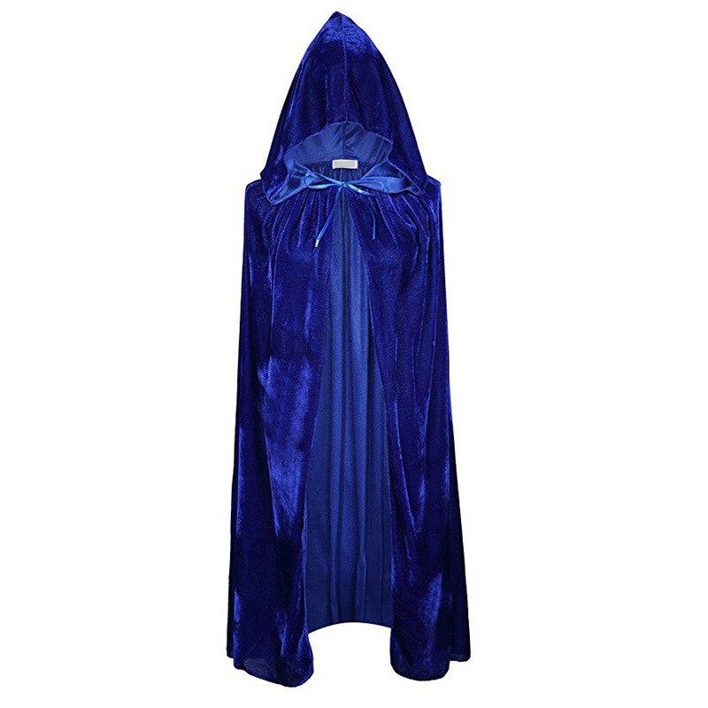 Adultos Unisex hombres mujeres terciopelo Halloween capa de disfraz con capucha Medieval bruja vampiro capa de disfraz abrigos Cosplay: Blue