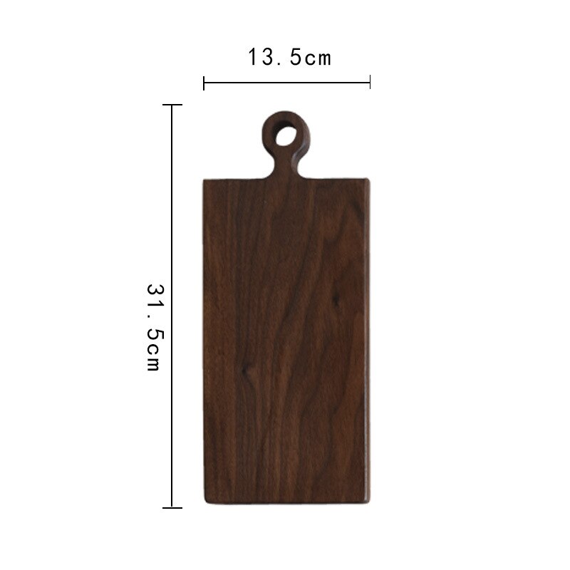 Tabla de corte de cocina de madera entera de nogal negro, tabla para cortar fruta de madera sólida, bandeja para cortar carne y pan: 31.5x13.5CM