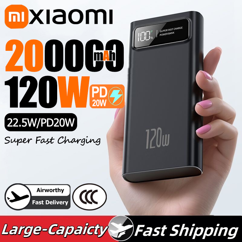 Xiaomi 120W PowerBank Super Fast Charging 200000mAh Large Capacity Portable Emergency Battery Supply Mobile Power For IPhone