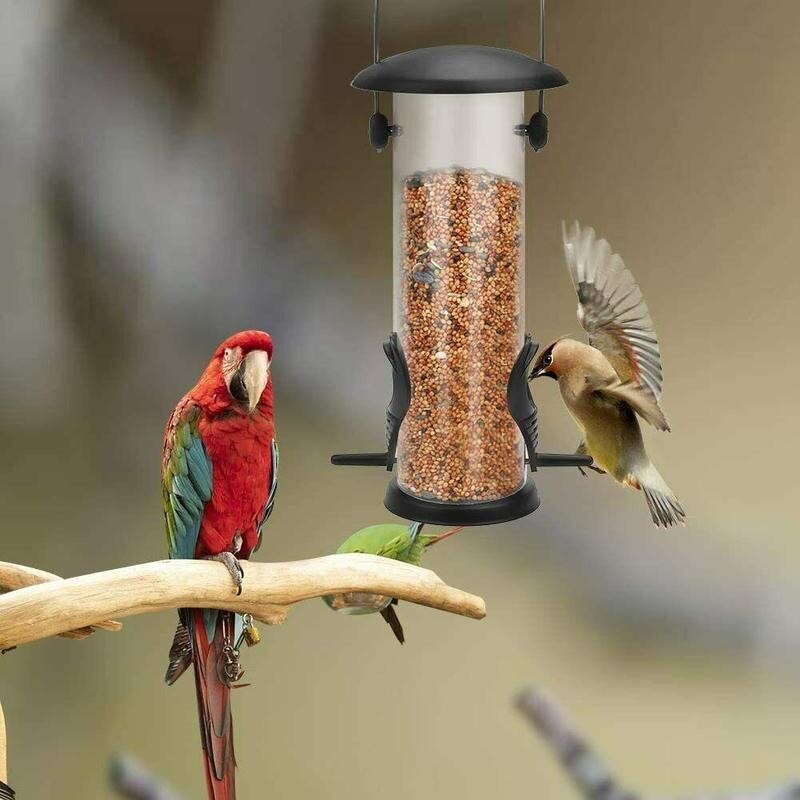 Outdoor Bird Feeder Hanging Automatic Bird Feeder PVC Squirrel Proof Cage Seed Food Outdoor Small Wild Garden Yard Bird Feeder