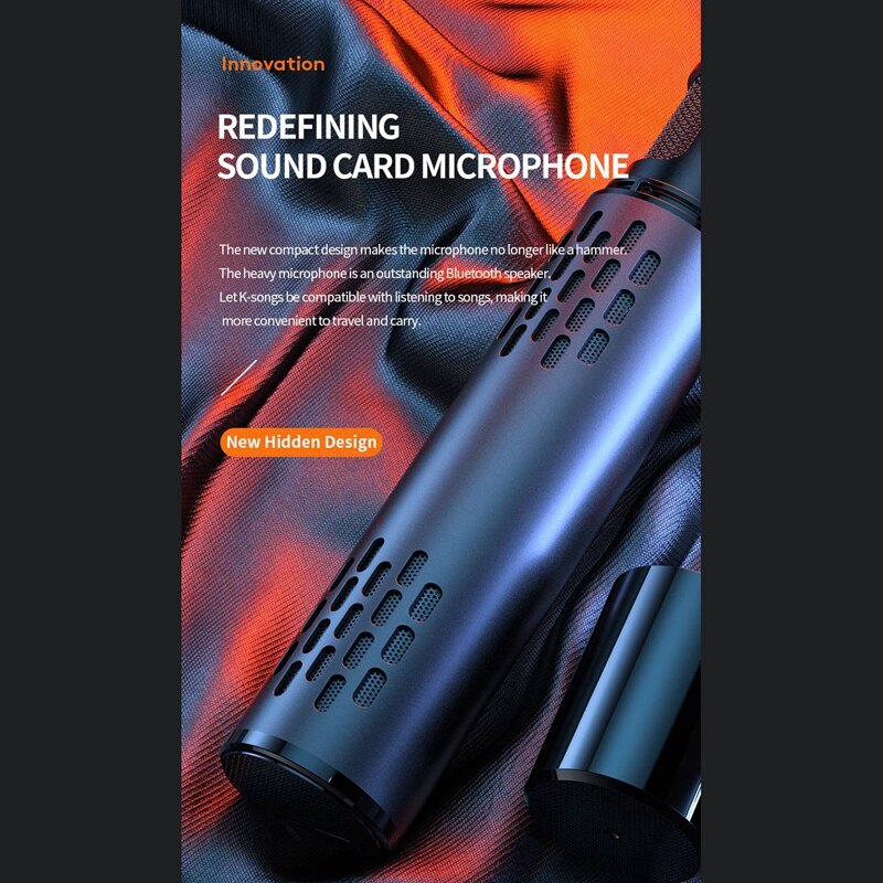 K1 trådløs bluetooth-mikrofon-ic-lyd til live-udsendelse, der er indbygget lydkort med højttalerkaraoke o-mikrofon