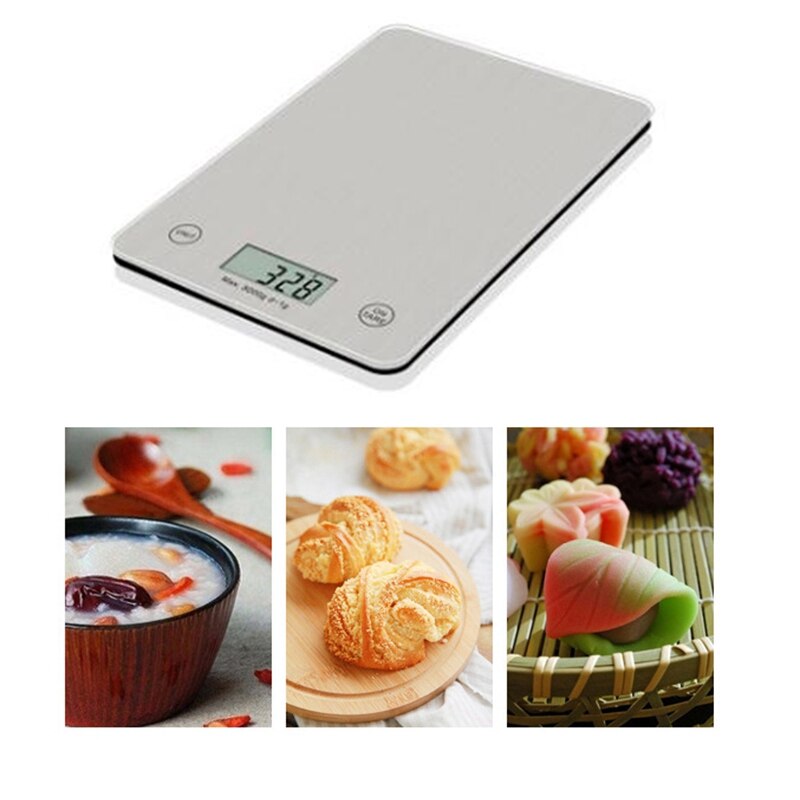 digital kjøkkenvekt, multifunksjonell matvekt med ledet sn vise, herdet glassplattform, batteri inkludert