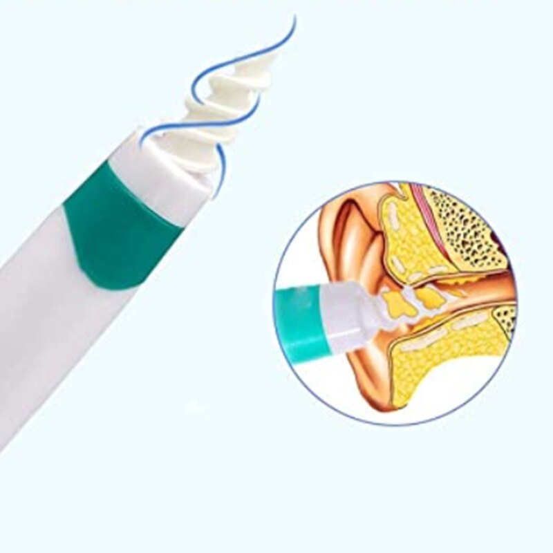 Portable Ear Cleaner with 16 Replacement Heads Suction Cup Spiral Spoon Earwax Removal Tool Easy Grip Cleaning Machine