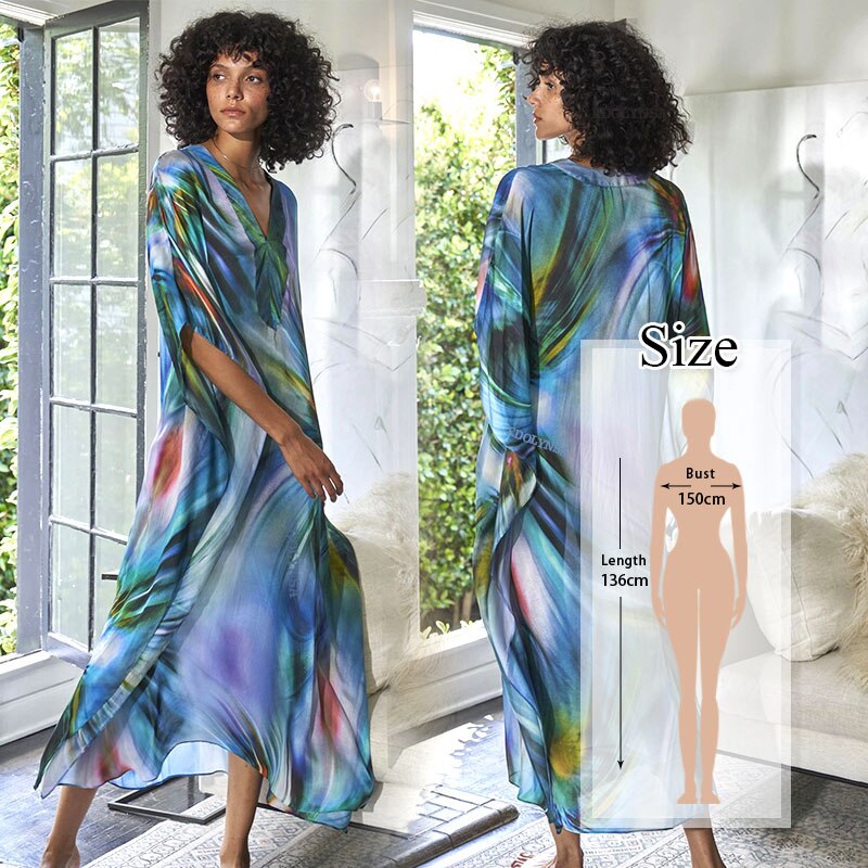 Kaftan Strand Chiffon Cover Up Pareos De Playa Mujer Beach Wear Oversize Bikini Cover Up Gewaad Plage Sarong Strand tuniek # Q906: Q831-Green-906