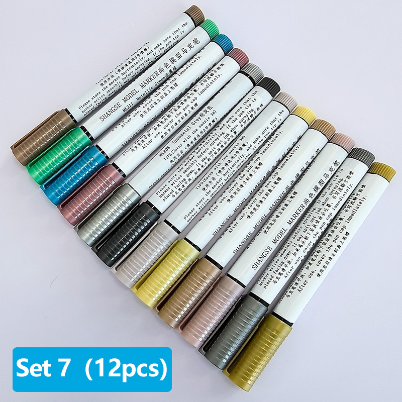 Juego de rotuladores modelo SHANGSE, herramientas de pintura a base de agua, punta de pincel suave, resistente al agua, no se decolora para colorear modelos, grafiti, Hobby: Blanco