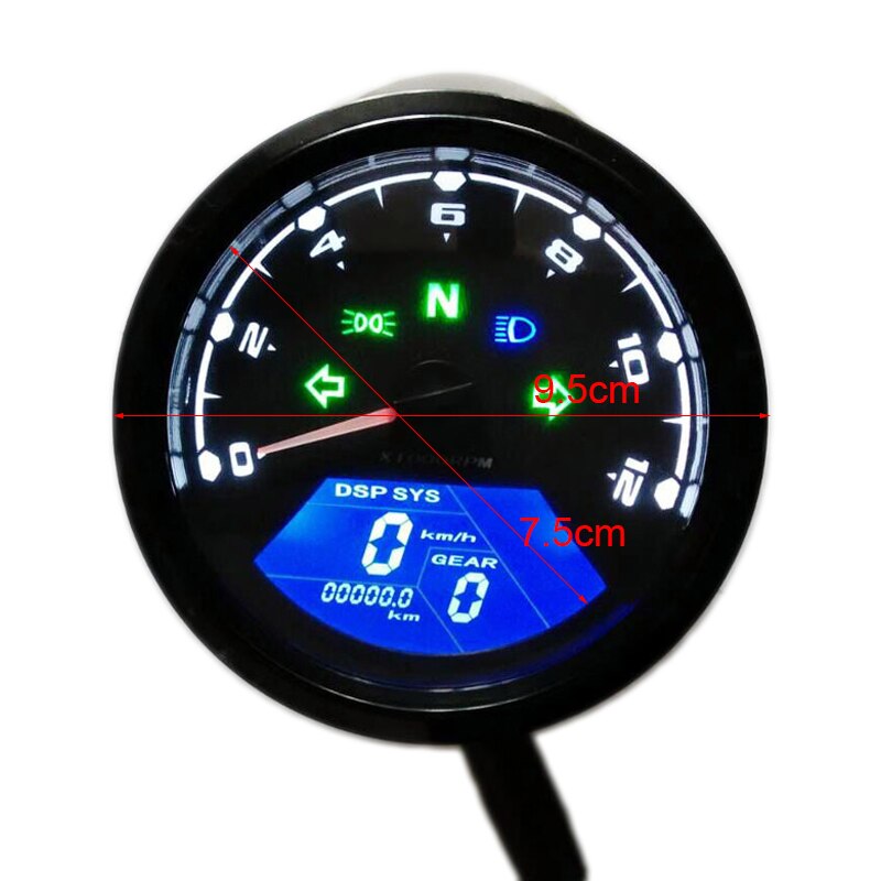 Universal Digital Motorcycle Dual Speed LCD Screen Speedometer Odometer Techometer Gauge