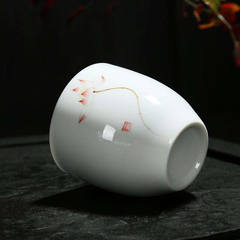 Keramische Traditionele Chinese Thee Kopjes Wit Porselein Thee Set Accessoires Kantoor Theekopjes Draagbare Retro Water Mok Drinkware