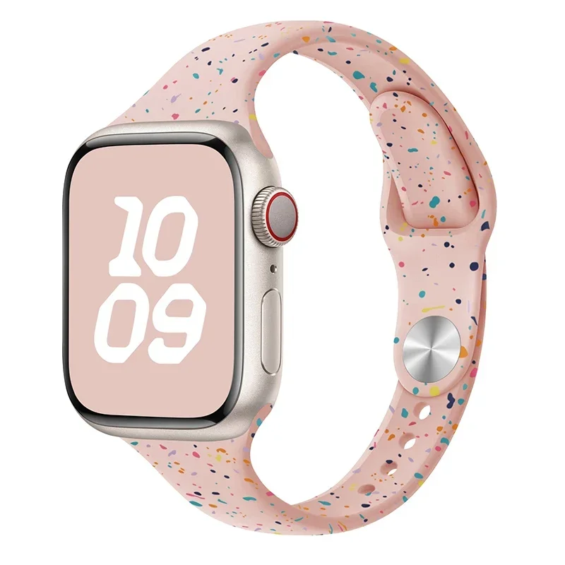 Slanke siliconen band voor Apple Watch Ultra 44 mm band 41 mm 45 mm correa 38 mm 40 mm 49 mm Sportarmband iWatch serie 8 7 6 5 se 4 3: Blue pink / 14mm