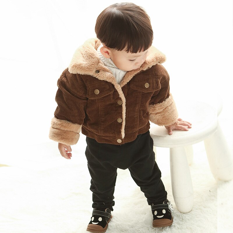 Winter Children 1-8 Year Jacket For Boys Thick Warm Coat Kids Autumn Cotton Outerwear Children Clothes Yellow coffee