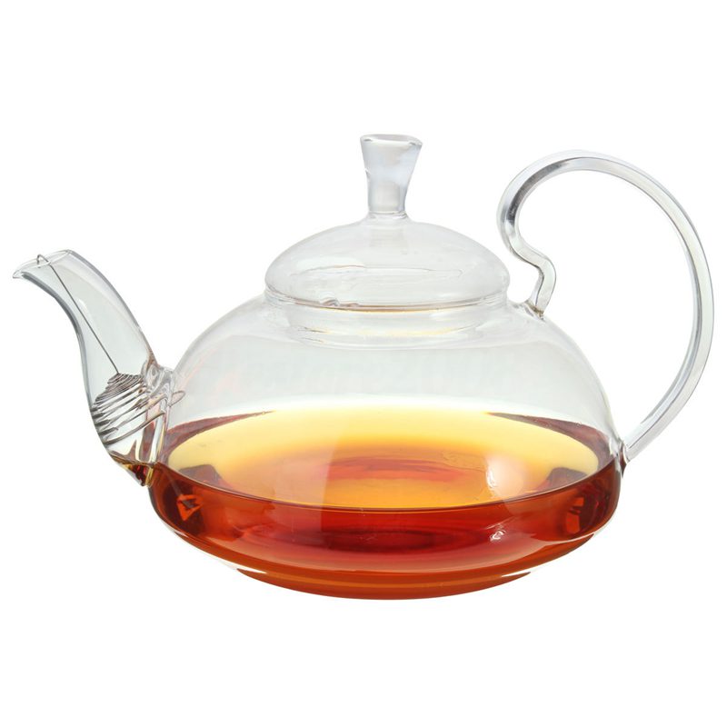 800ml Clear Glass Heat Resistant Teapot / Infuser Flower / Green Leaf Tea Pots
