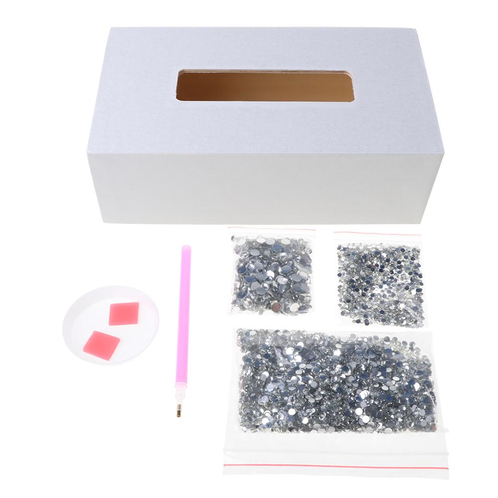 Forme spéciale diamant peinture bricolage rouleau boîte à mouchoirs stockage de bijoux lune étoile fleur point de croix artisanat: 2