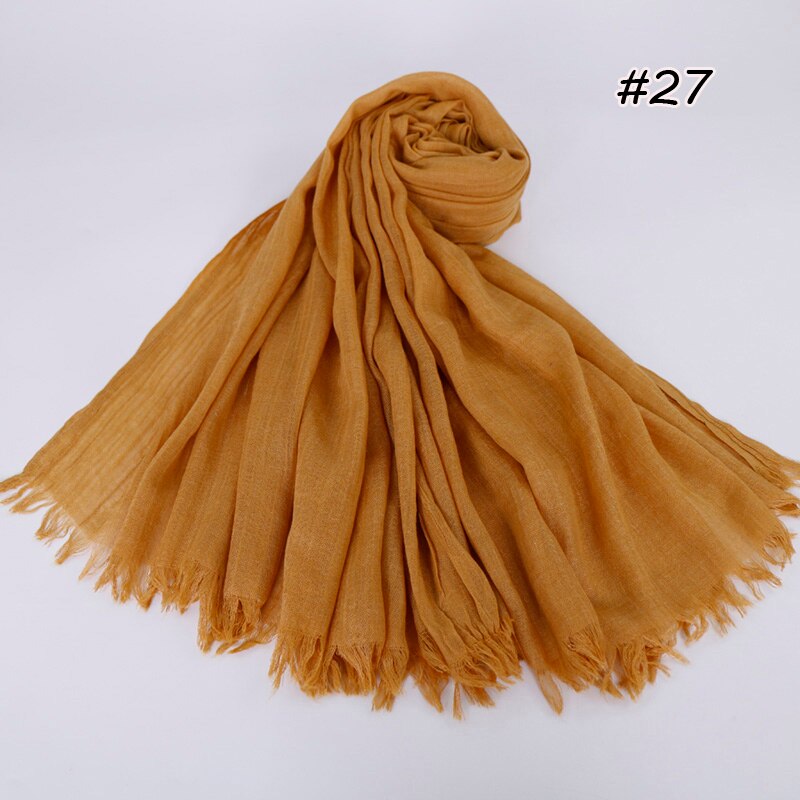Premium Linen Cotton Hijab Scarf Women Muslim Hijab Large Size Plain Fringe Shawl Tassel Wraps Headband Long Scarves 190X100cm: light yellow