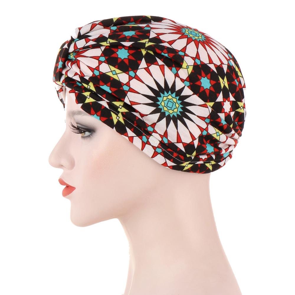 Capó de turbante musulmán para mujer, estampado de , gorros Hijab, turbante árabe para interiores, muselman, hiyabs para mujer, pañuelo para la cabeza